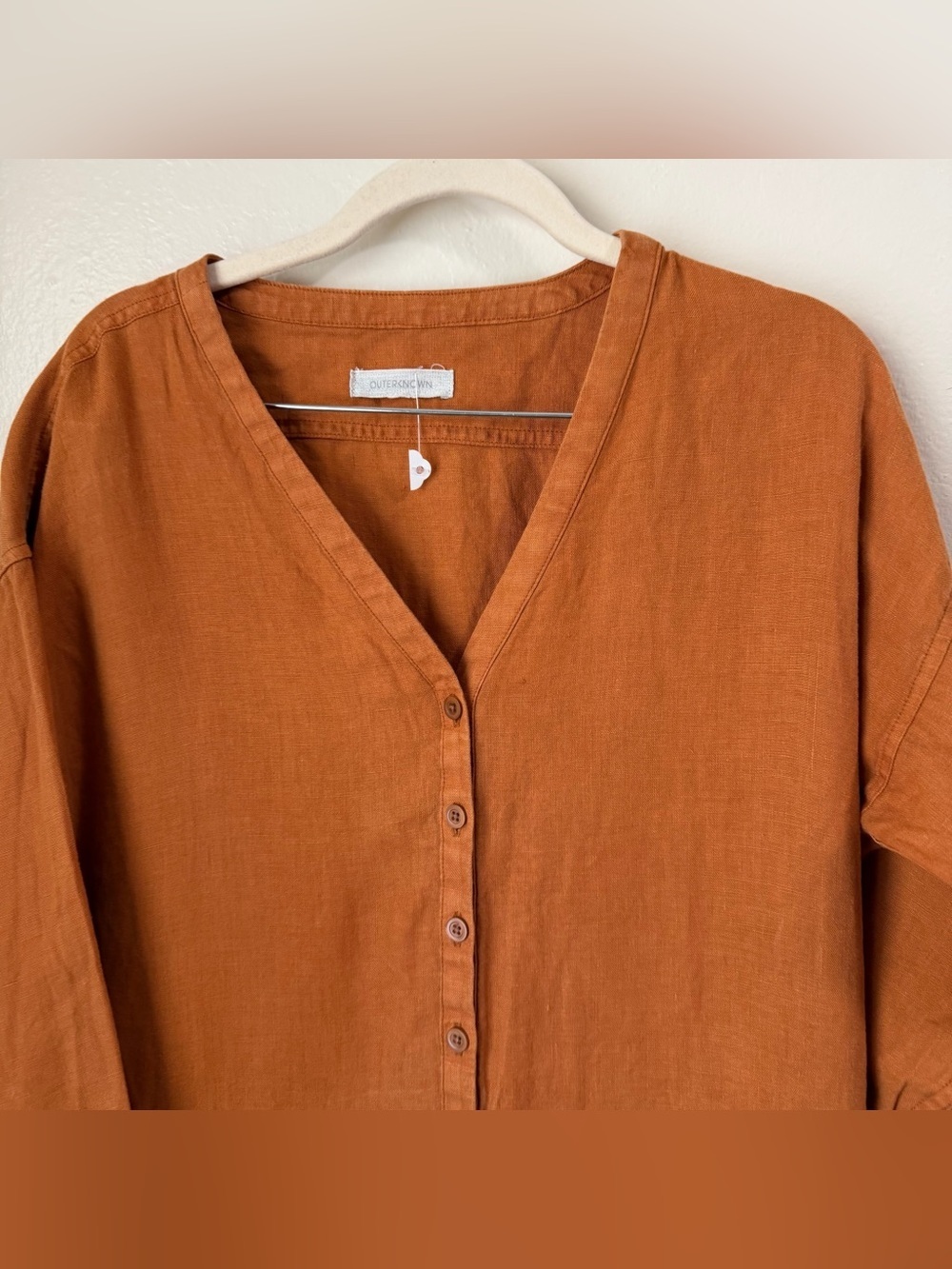 Outerknown Retrograde Linen Jumpsuit Rustic Orange Boho Utility Coveralls XS - Picture 5 of 14